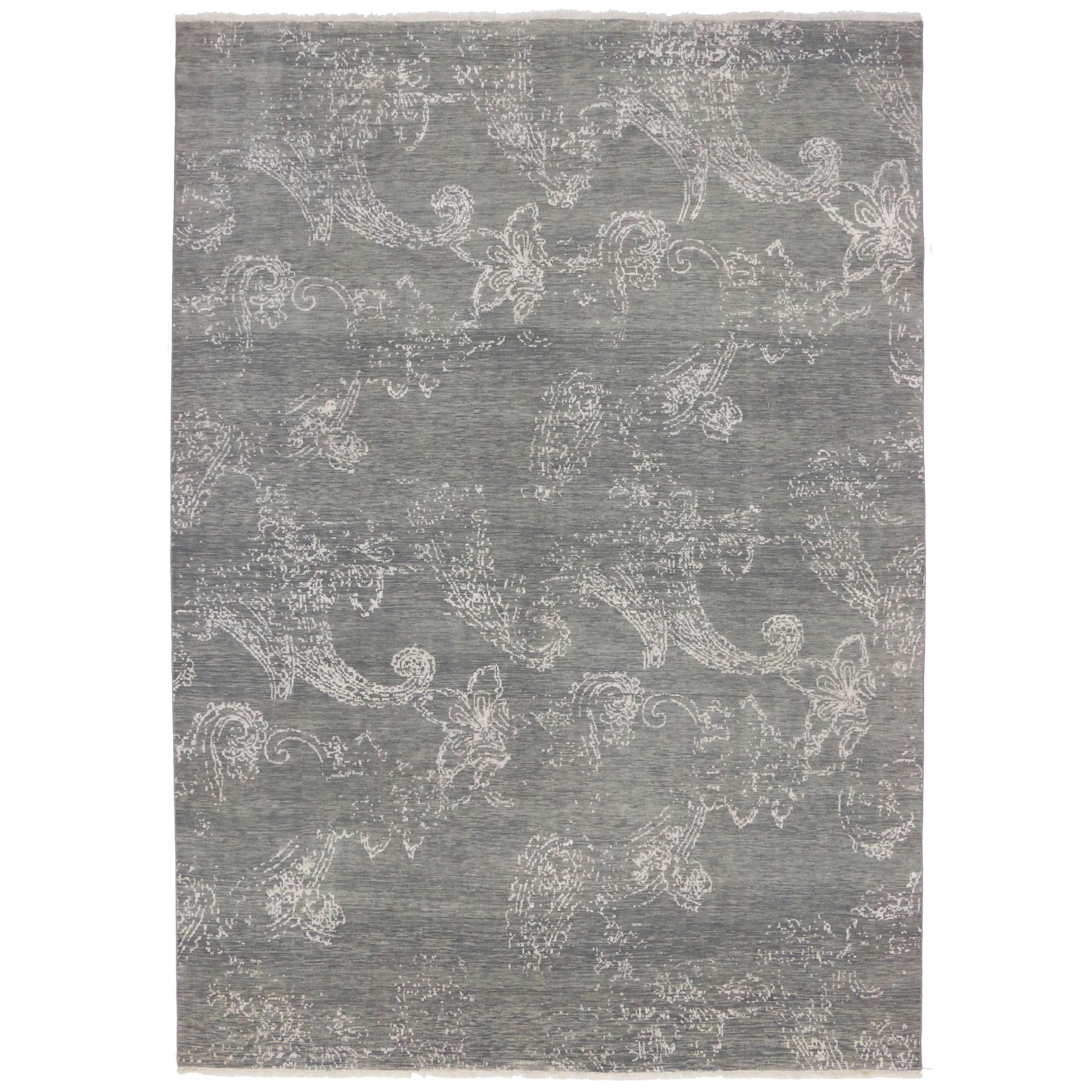 Stella Small Diamond Mint Green and Gray Rug by Nika Zupanc For Sale at