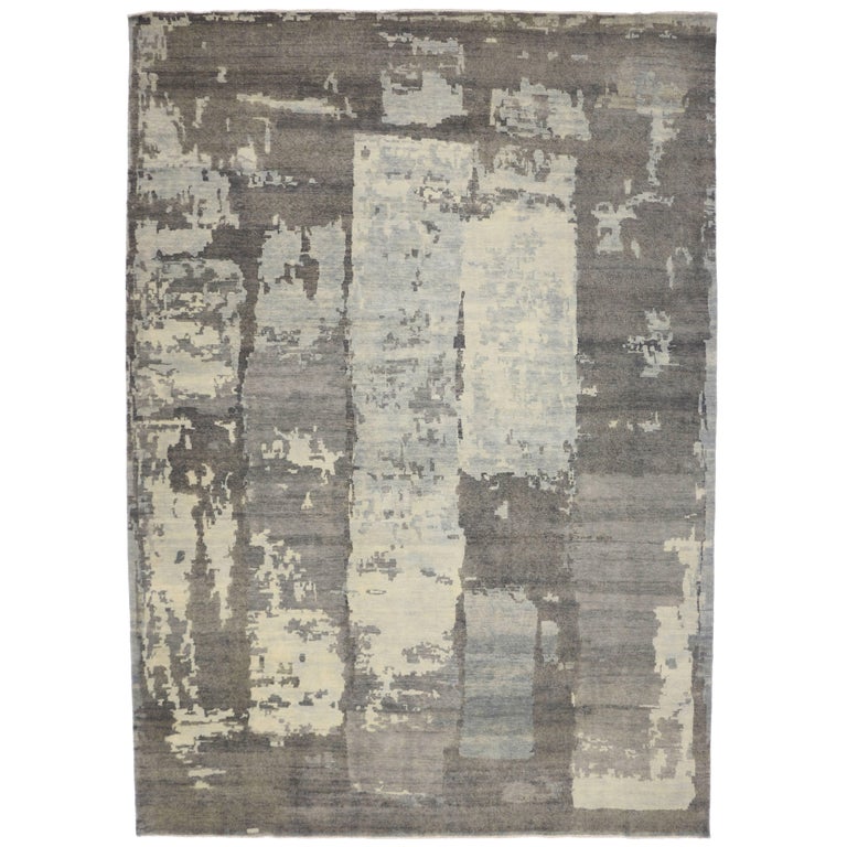 New Contemporary Area Rug With Abstract Expressionist Paint Brush