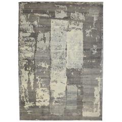 Modern Style Gray Transitional Rug with Contemporary Abstract Paint Strokes 8