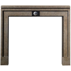 Contemporary Mantel Designed by Eric Cohler in Limestone and Patinated Steel