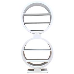 White Sculptural Mid-Century Modern Industrial Double-Circle Display Shelf 10