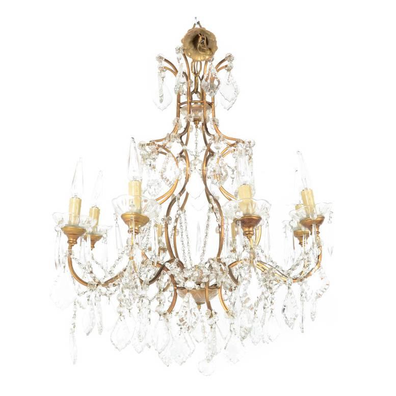 French Crystal Birdcage Chandelier