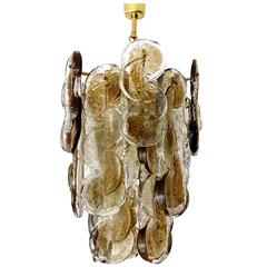 Large Kalmar Murano Glass Chandelier Brass Ceiling Fixture Modernist Design 60s