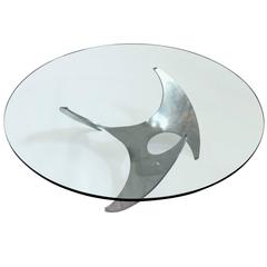 Mid-Century Knut Hesterberg Style Aluminium Propeller Base Glass Coffee Table