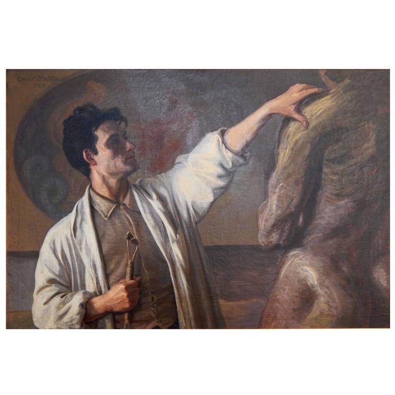 "Sculptor and Nude, " Large and Important Danish Painting, 1903 For Sale at 1stDibs danish