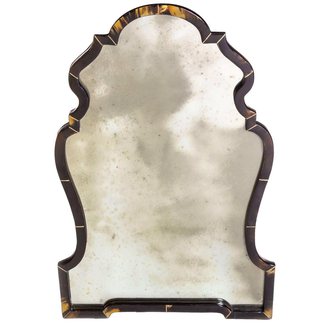 Mirror with Buffalo Horn Frame, Neo-Regency Style For Sale