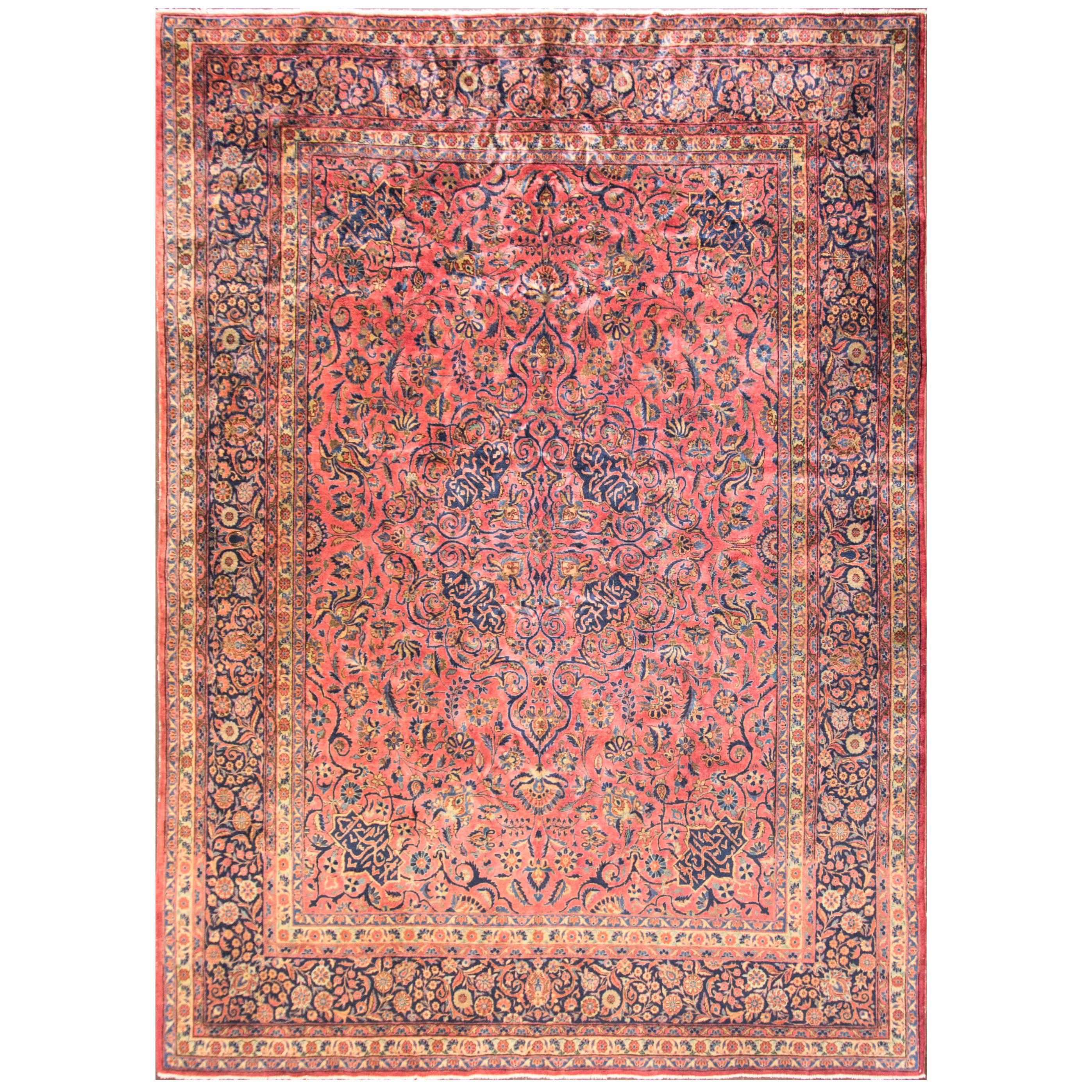  Antique Persian Manchester Kashan Carpet, Signed