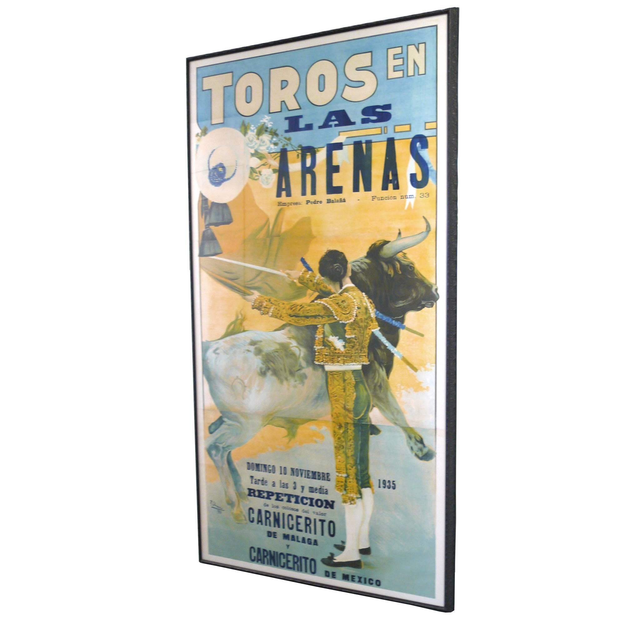 "Toros En Las Arenas" Framed 1935 Bullfight Poster