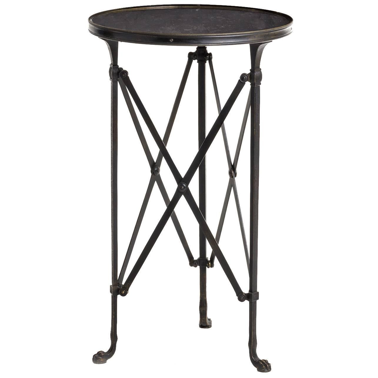 Neo-Pompeian Style Gueridon in Blackened Bronze and Marble Top For Sale