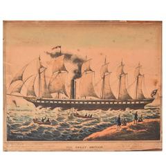 Pair of Antique Marine Prints. English Dated 1843