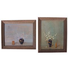 Pair of Compatible Floral Paintings on Board