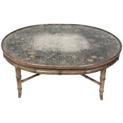 Max Kuehne Coffee Table with Hand-Carved Decoration and Silver Leafing