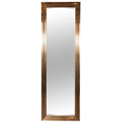 Large Art Deco Full-Length Mirrors with Reeded Brass Frames