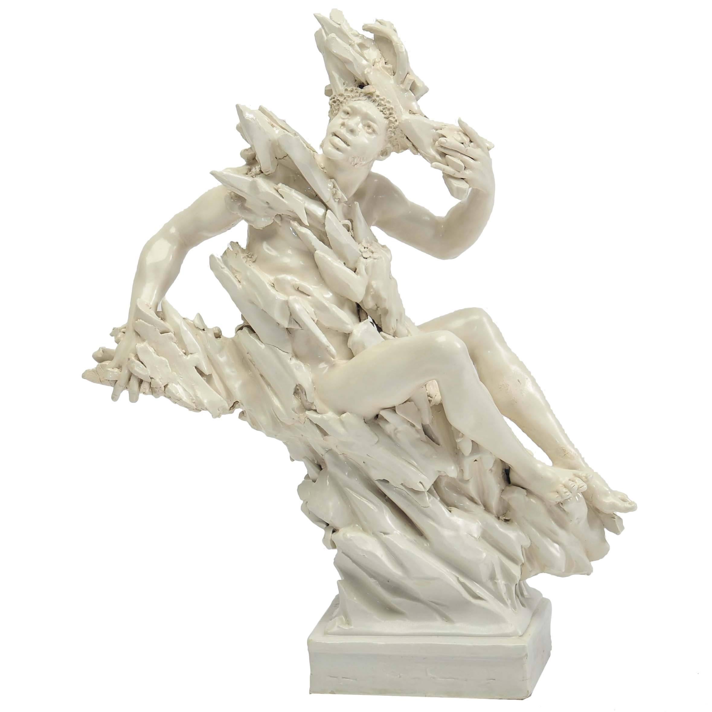 White Ceramic Figure of a Moor by Andrea Spadini For Sale