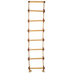 Vintage Belgian Rope and Leather Gymnasium Ladder