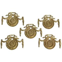 French Ormolu Picture Hook Covers, S/5