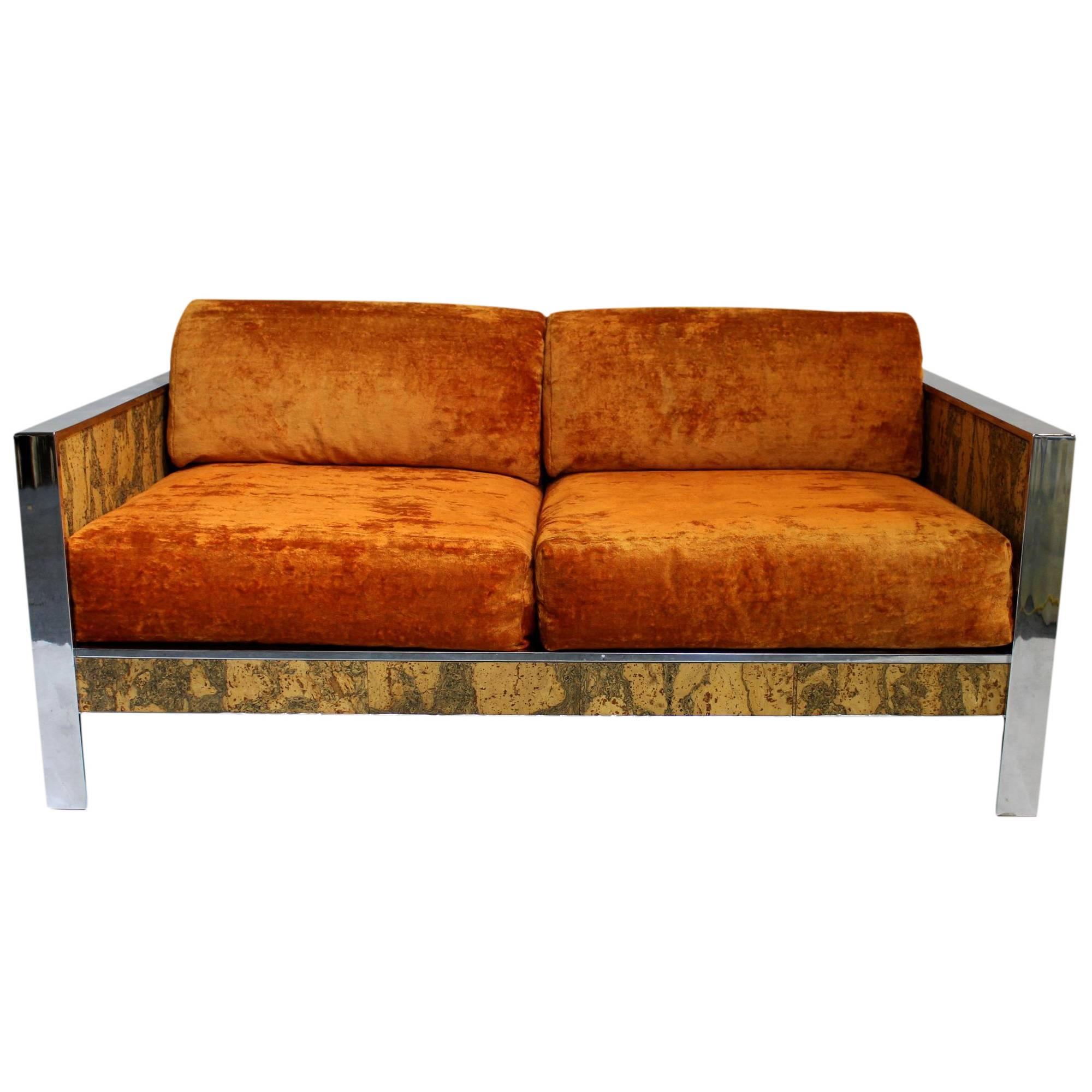 Milo Baughman Style 1970s Loveseat Sofa