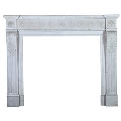 Authentic 19th Century Carrara Marble Fireplace Mantel in the Style of Louis XVI 6