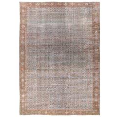 20th Century Blue & Orange Vintage Mahal Rug