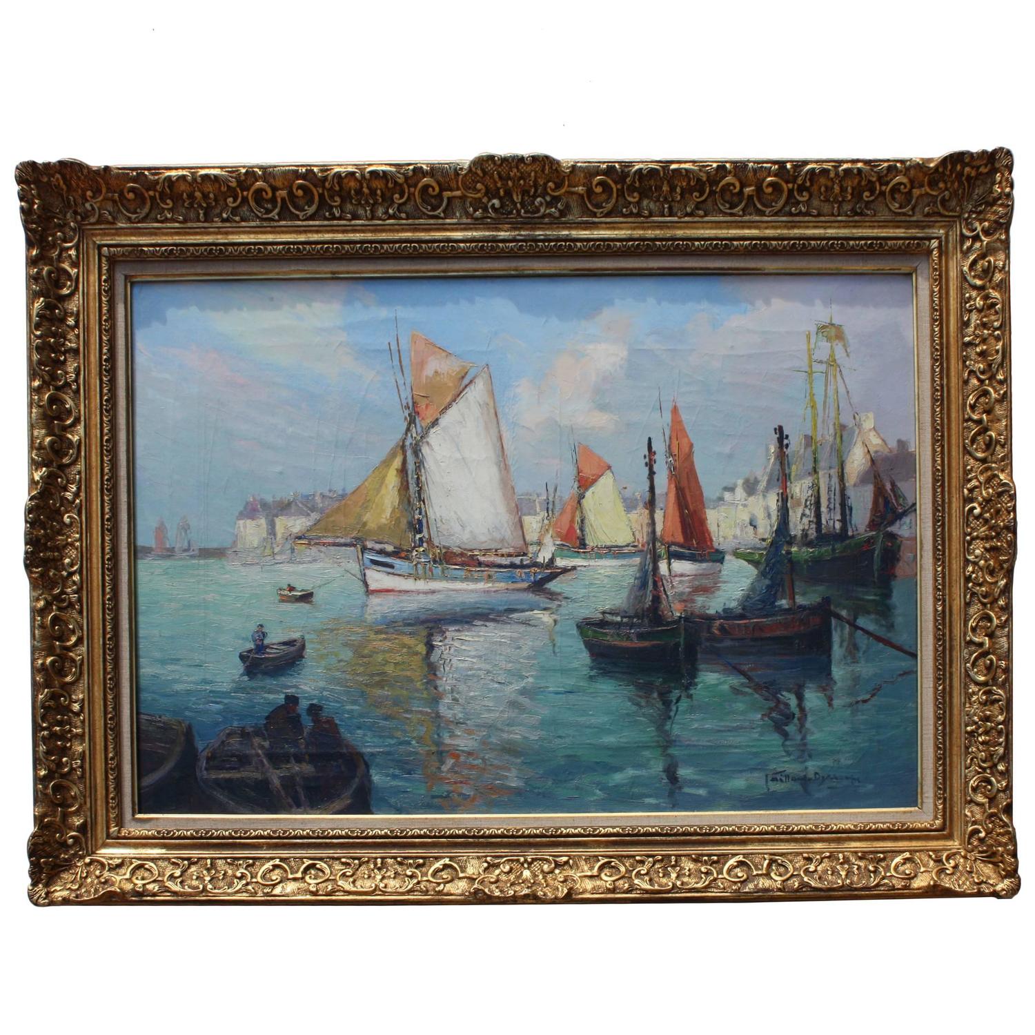 French Impressionist Painting, Subject 'Boats on the Sea' at 1stdibs