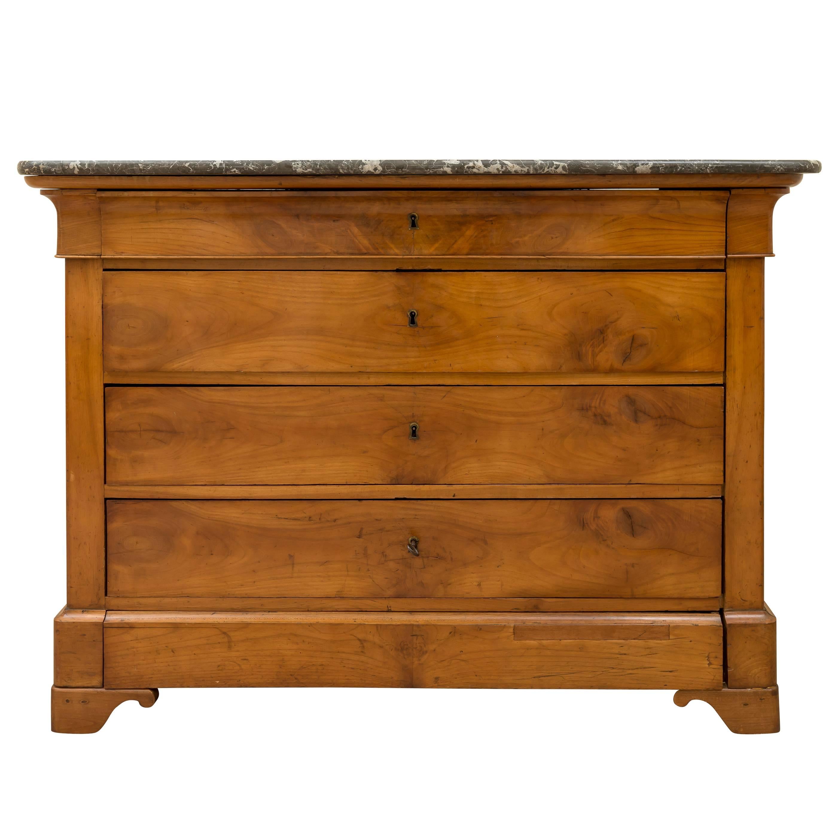 Louis Philippe Walnut Commode with Black Marble Top