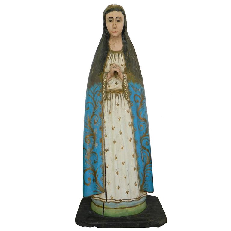 19th Century Spanish Colonial Santo Wood Sculpture For Sale at 1stdibs