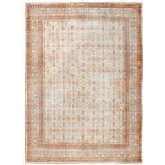 Beautiful Light Blue Antique Persian Kashan Rug