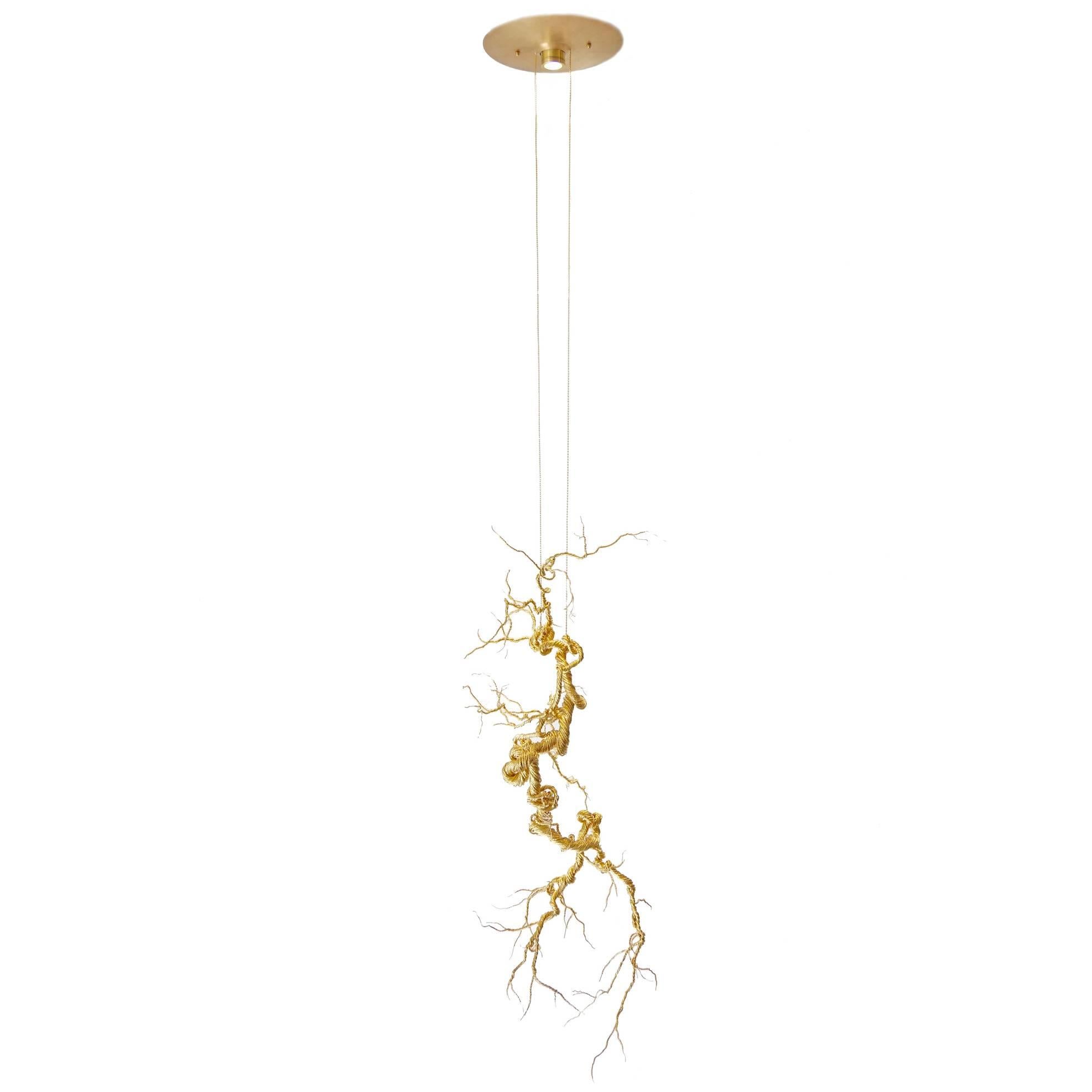 Untitled Twisted Brass Lit Sculpture For Sale