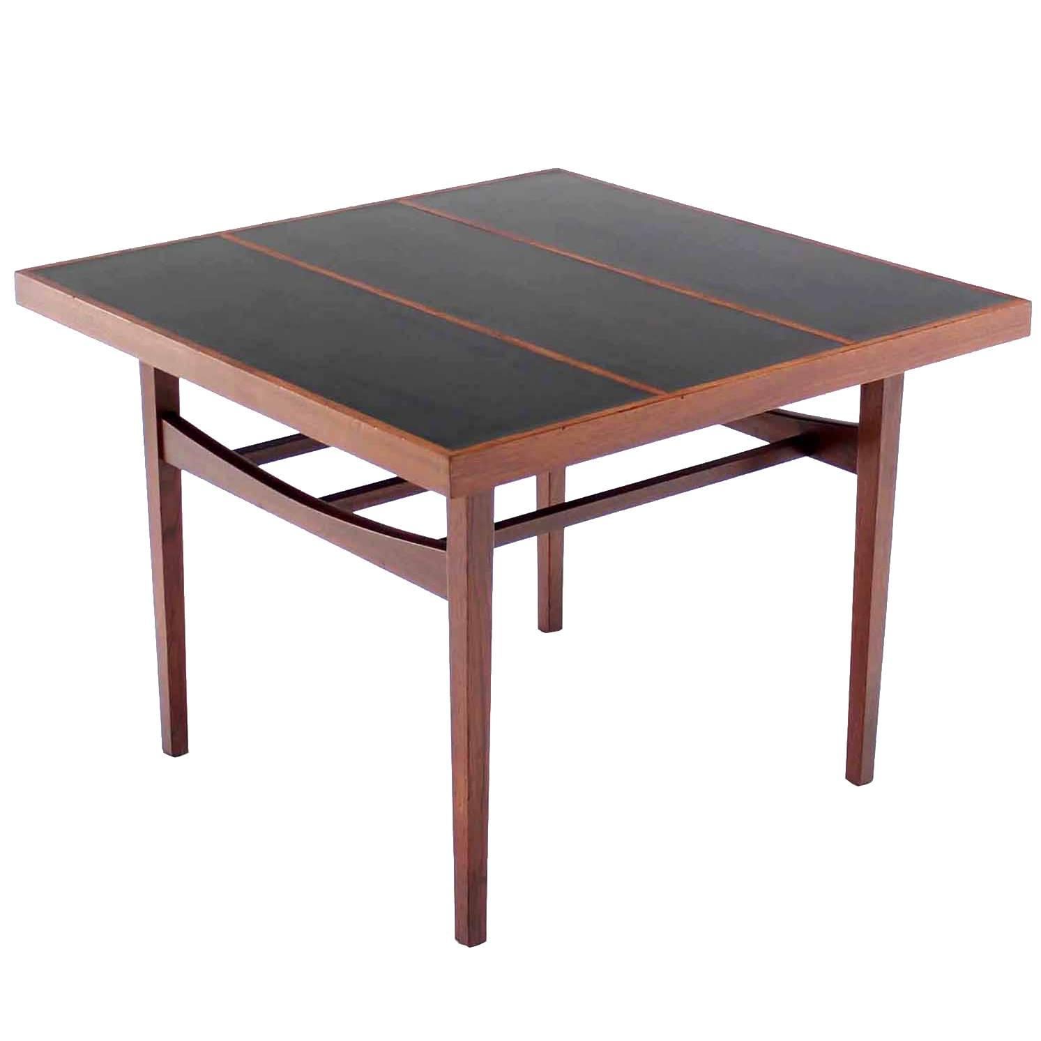 Square Stripe Pattern Top Mid Century Walnut Side Table