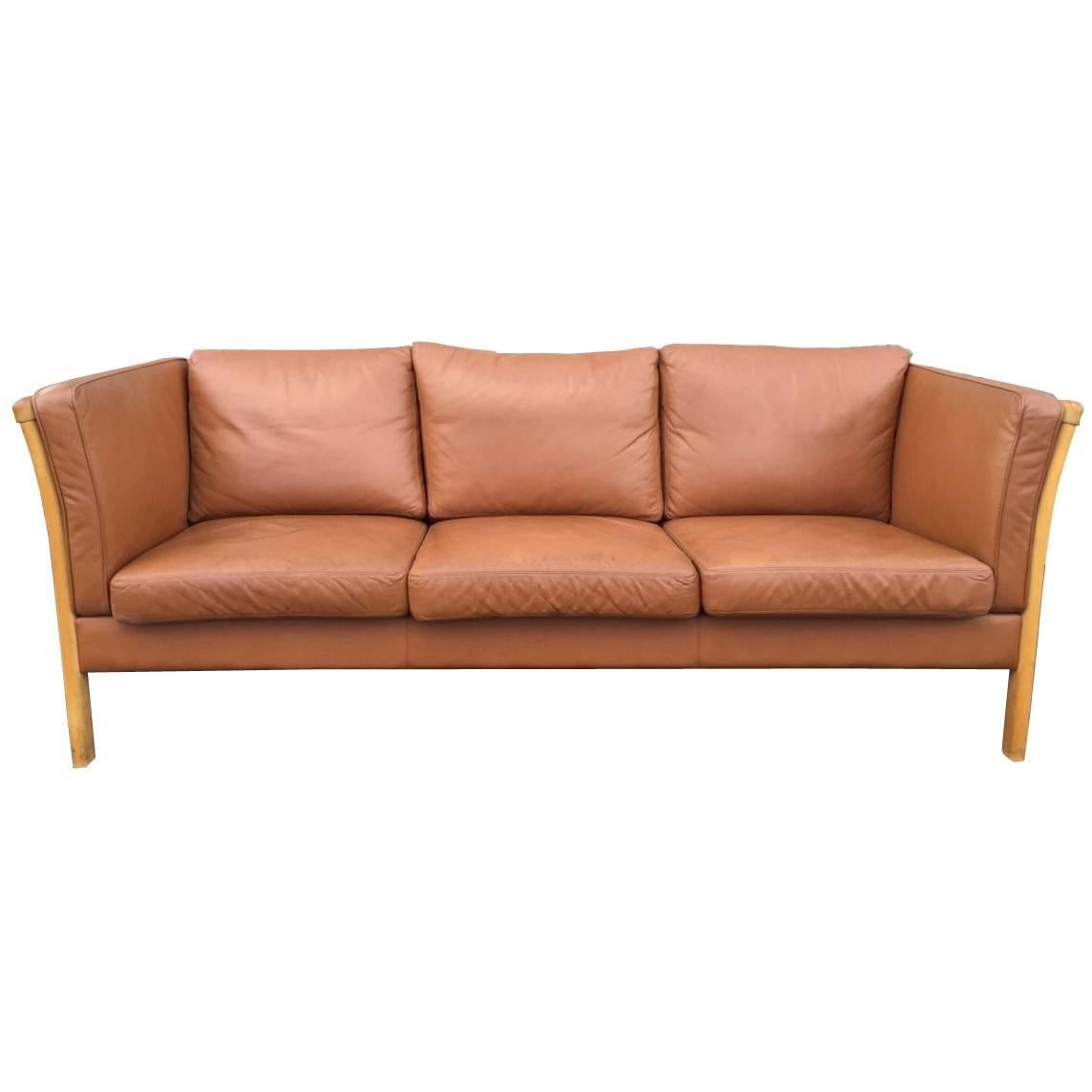 Vintage Danish Leather Sofa by Stouby