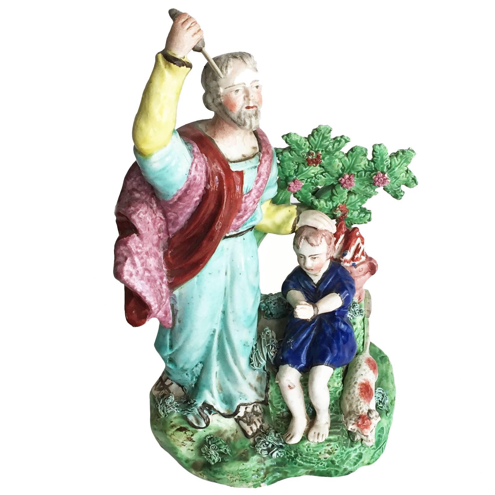 English Staffordshire Pottery Figure, Abraham Offering to Slay Isaac For Sale