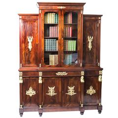 19th Century Empire Mahogany Bookcase Cabinet