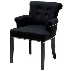 Cashemere Armchair with Black Lacquered Wood Legs and Cashmere Fabric