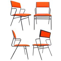 Set of Four Mid-Century Wrought Iron Chairs