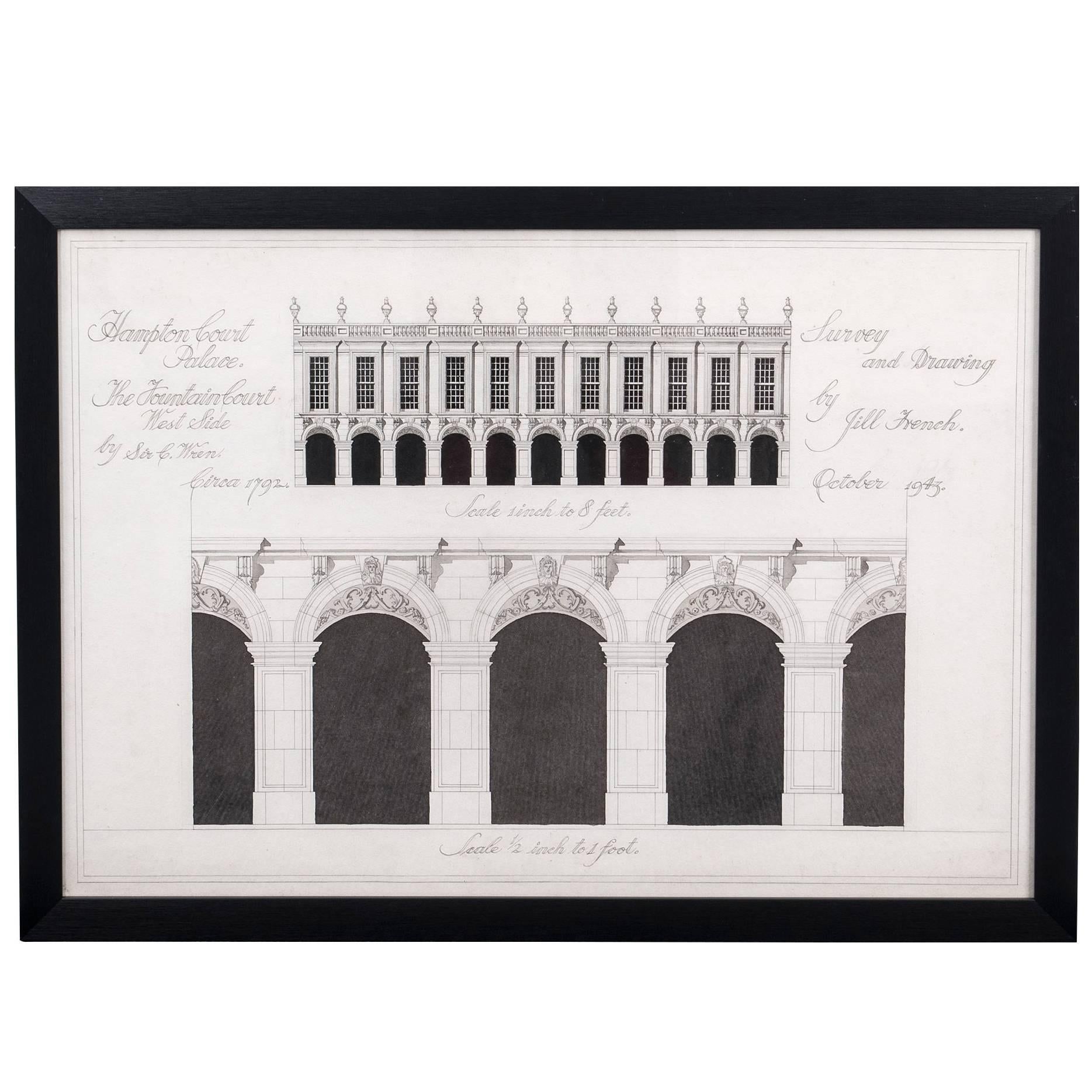 Architectural Survey Drawing of Hampton Court Palace For Sale