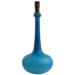 Beautiful Sea Blue Blown Table Lamp by Holmegaard Denmark, 1960