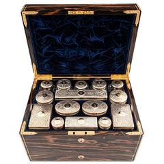 19th Century Calamander Silver and Gold Jewellery Dressing Case by Thornhill