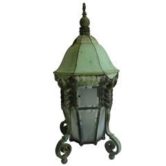 Antique Art Deco Bronze Lobster Lantern.