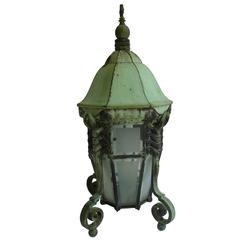 Antique Art Deco Bronze Lobster Lantern.  