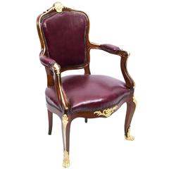 Antique Louis XVI Style Ormolu and Mahogany Armchair, circa 1880