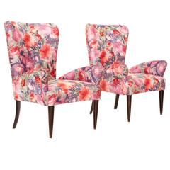 Mid-Century Italian Floral Armchairs, 1950s, Set of Two