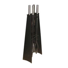 Modernistisches Feuerwerkzeug-Set aus Eisen und Chrom