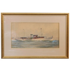 Gouache of a Private New York Yacht Club Yacht by A. T. Merrick