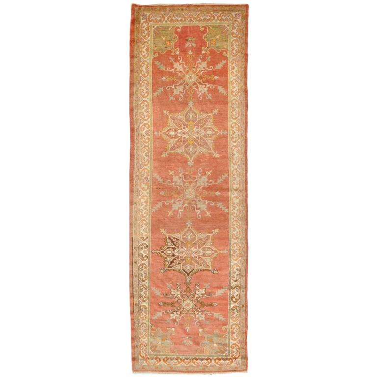 Vintage Turkish Oushak Runner Rug For Sale at 1stdibs