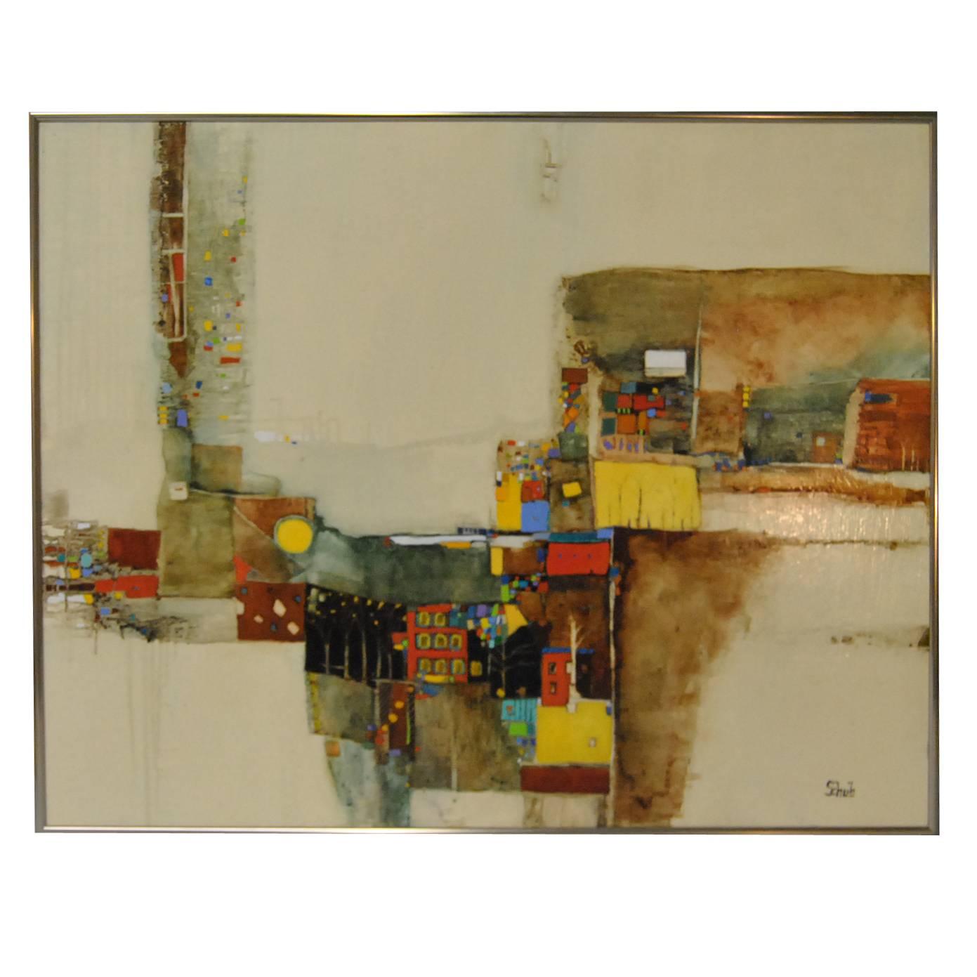 Modern Abstract Oil on Board by Florida Artist Christine Schub 