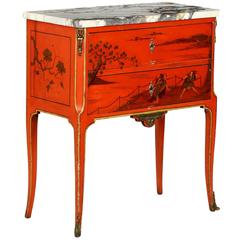 French Louis XV Style Chinoiserie Painted Chest of Drawers Commode, 19th Century