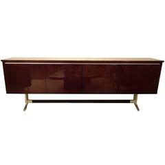 Sideboard in Rosewood and Aluminum in the Style of Roger Landault circa 1968