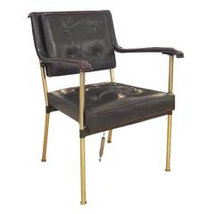 Andre Arbus Occasional Chair In Original Leather from the SS France circa 1961