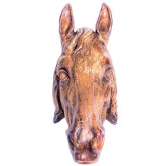 Horse Head, Faience with Faux Bois Finish, France, 19th Century