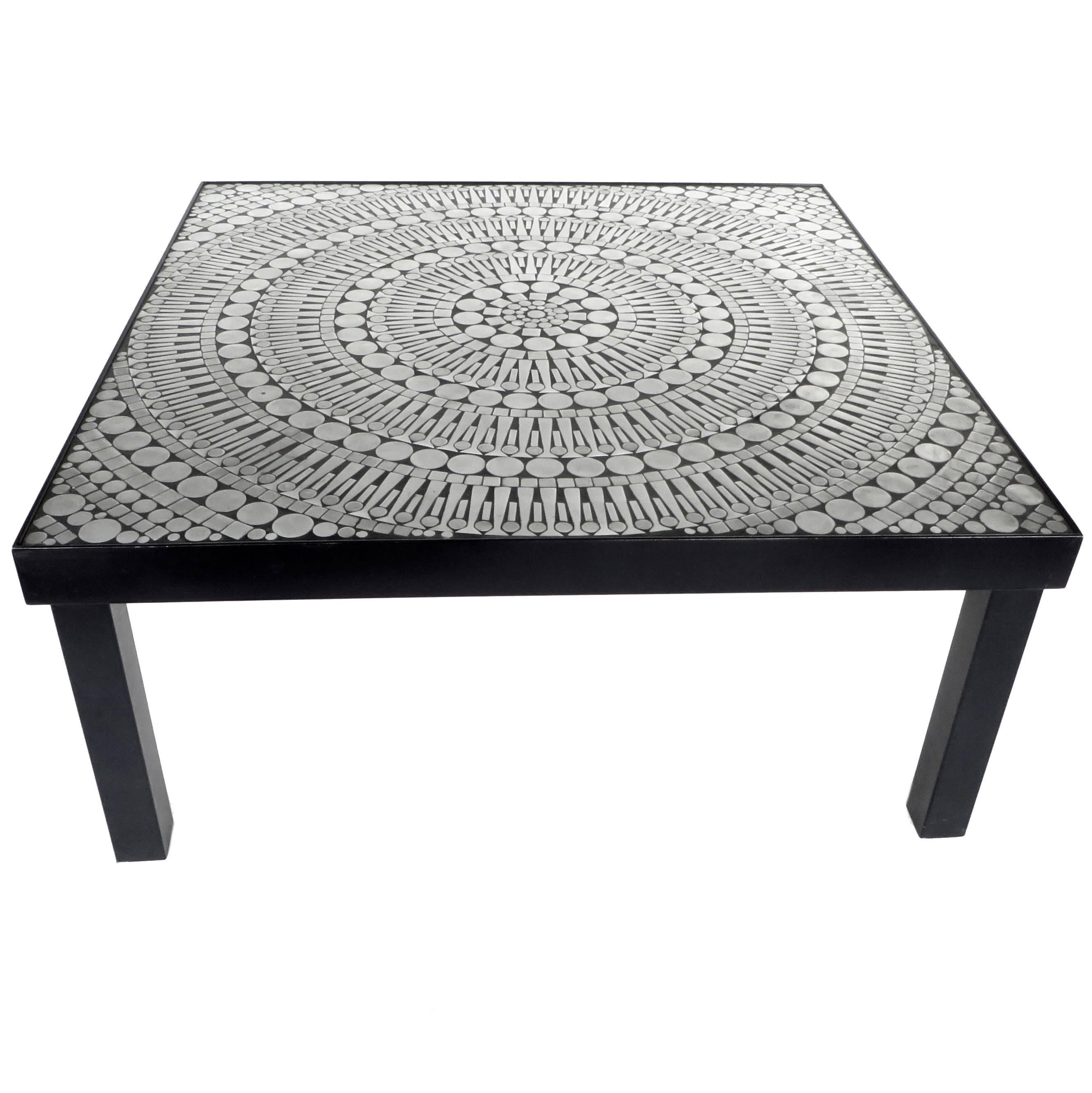 Belgian Designer Raf Verjans Mosaic Aluminum and Steel Coffee Table 